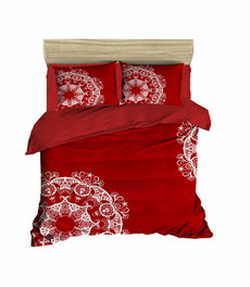 L'essentiel linge de maison Juego de funda de edredón individual Rojo y blanco